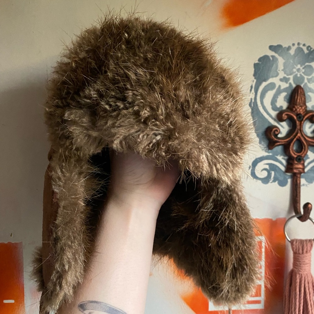 VTG Brown rabbits Fur winter hat
